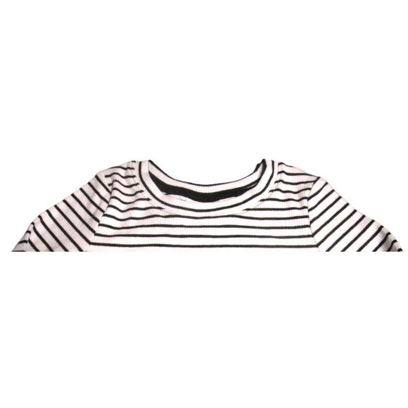 Cat & Jack Toddler Girl's Top Size 4T Black White Striped Ruffle Hem Cuffs - Picture 2 of 8